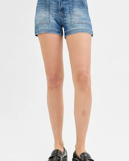 RISEN Low Rise Patched Pocket Shorts - THE AMERICAN BLUE