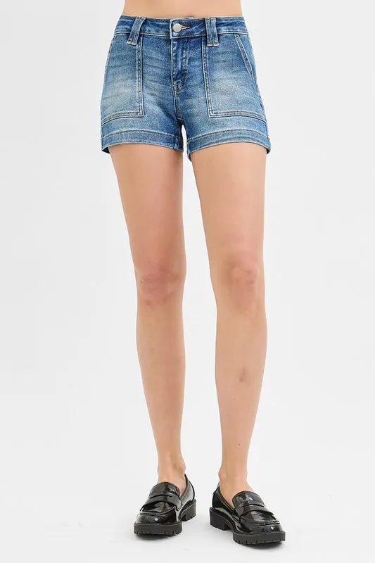 RISEN Low Rise Patched Pocket Shorts - THE AMERICAN BLUE