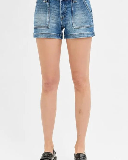 RISEN Low Rise Patched Pocket Shorts - THE AMERICAN BLUE