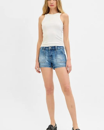 RISEN Low Rise Patched Pocket Shorts - THE AMERICAN BLUE
