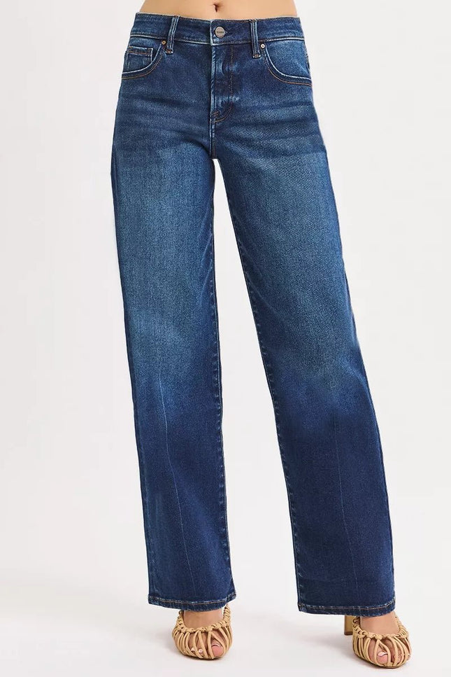 RISEN Mid Rise Wide-Leg Baggy Jeans - THE AMERICAN BLUE