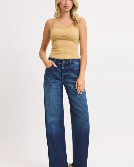 RISEN Mid Rise Wide-Leg Baggy Jeans - THE AMERICAN BLUE