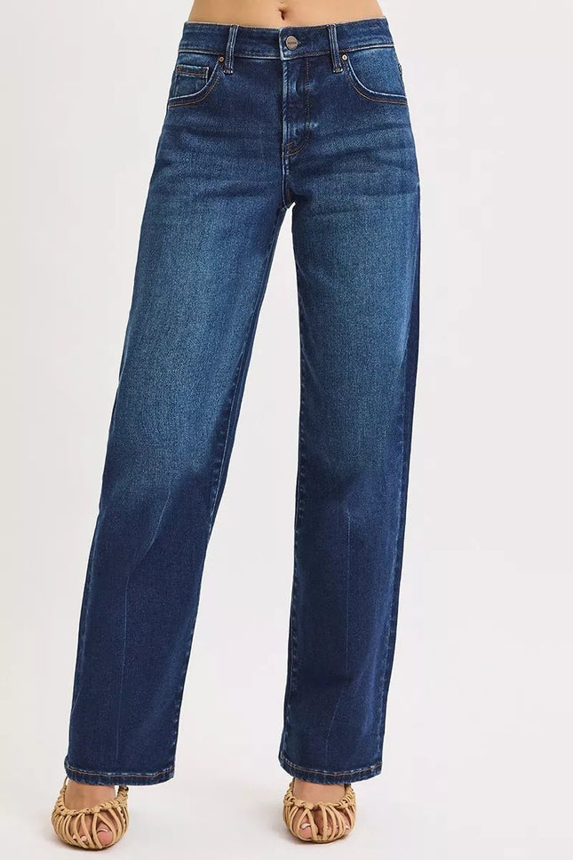 RISEN Mid Rise Wide-Leg Baggy Jeans - THE AMERICAN BLUE