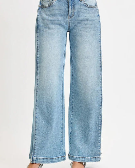 RISEN Mid Rise Wide Barrel Transferable Leg Snap Jeans - THE AMERICAN BLUE