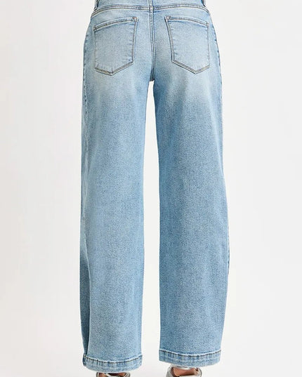 RISEN Mid Rise Wide Barrel Transferable Leg Snap Jeans - THE AMERICAN BLUE