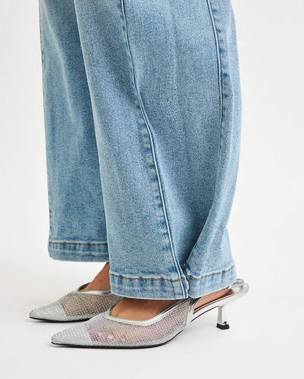 RISEN Mid Rise Wide Barrel Transferable Leg Snap Jeans - THE AMERICAN BLUE