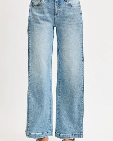 RISEN Mid Rise Wide Barrel Transferable Leg Snap Jeans - THE AMERICAN BLUE
