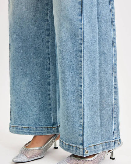 RISEN Mid Rise Wide Barrel Transferable Leg Snap Jeans - THE AMERICAN BLUE