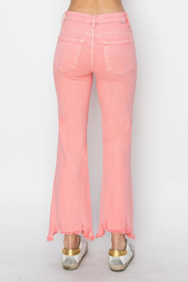 RISEN Raw Hem Bootcut Jeans with Pockets - THE AMERICAN BLUE