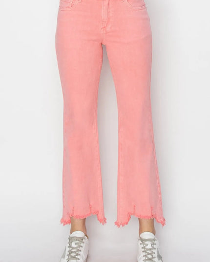 RISEN Raw Hem Bootcut Jeans with Pockets - THE AMERICAN BLUE
