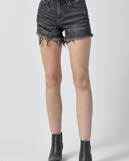 RISEN Raw Hem Denim Shorts with Pockets - THE AMERICAN BLUE