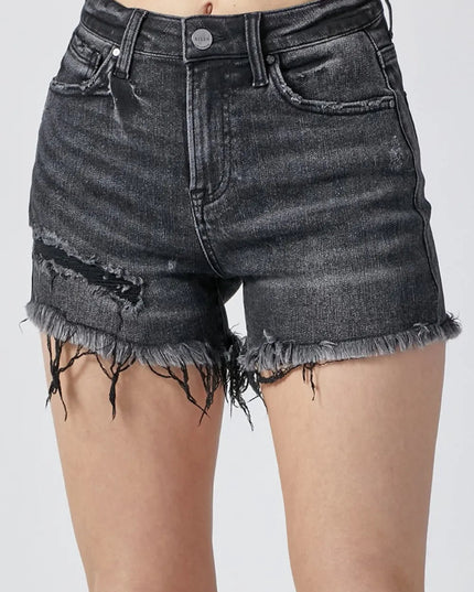 RISEN Raw Hem Denim Shorts with Pockets - THE AMERICAN BLUE