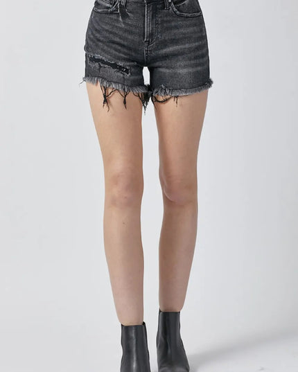 RISEN Raw Hem Denim Shorts with Pockets - THE AMERICAN BLUE