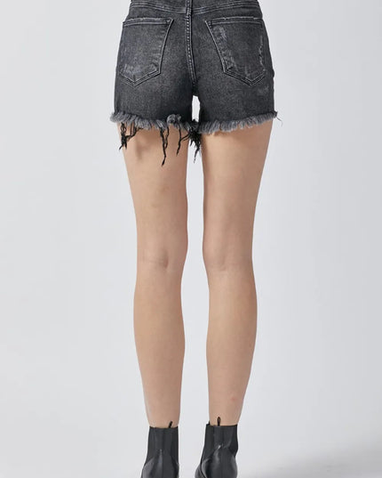 RISEN Raw Hem Denim Shorts with Pockets - THE AMERICAN BLUE