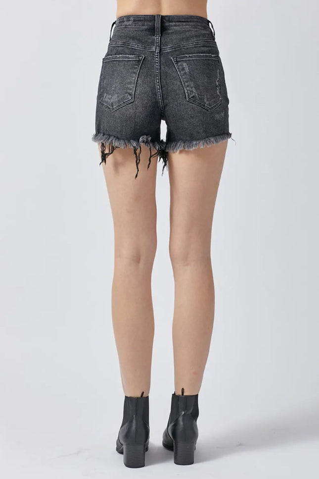 RISEN Raw Hem Denim Shorts with Pockets - THE AMERICAN BLUE