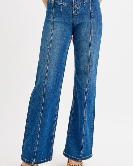 RISEN Seam Detail Wide Leg Jeans - THE AMERICAN BLUE