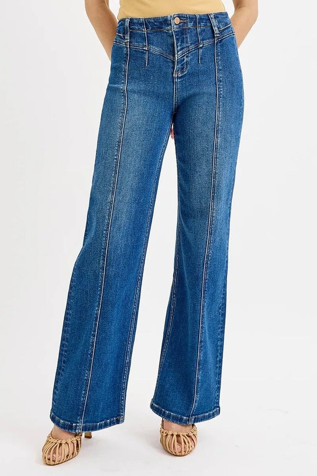 RISEN Seam Detail Wide Leg Jeans - THE AMERICAN BLUE
