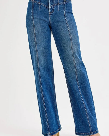 RISEN Seam Detail Wide Leg Jeans - THE AMERICAN BLUE