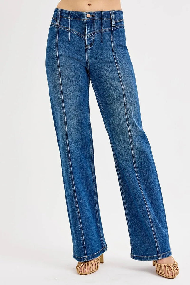 RISEN Seam Detail Wide Leg Jeans - THE AMERICAN BLUE