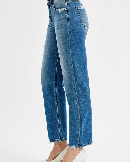 RISEN Tummy Control High Rise Ankle Slim Barrel Jeans - THE AMERICAN BLUE