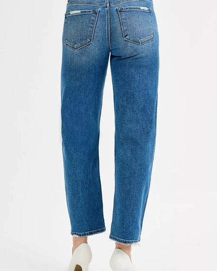 RISEN Tummy Control High Rise Ankle Slim Barrel Jeans - THE AMERICAN BLUE