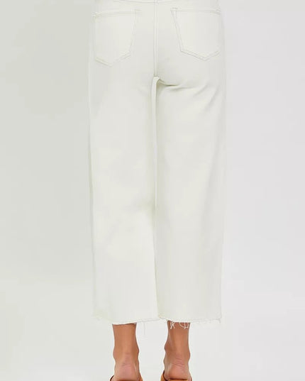 RISEN Tummy Control High Rise Crop Wide Jeans - THE AMERICAN BLUE