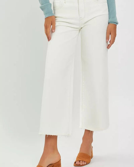 RISEN Tummy Control High Rise Crop Wide Jeans - THE AMERICAN BLUE