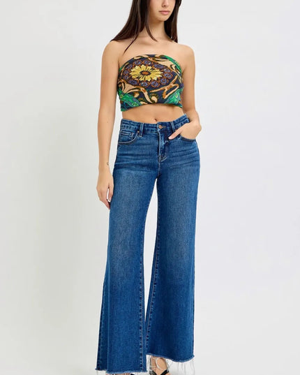 RISEN Tummy Control High Rise Wide Leg Jeans - THE AMERICAN BLUE