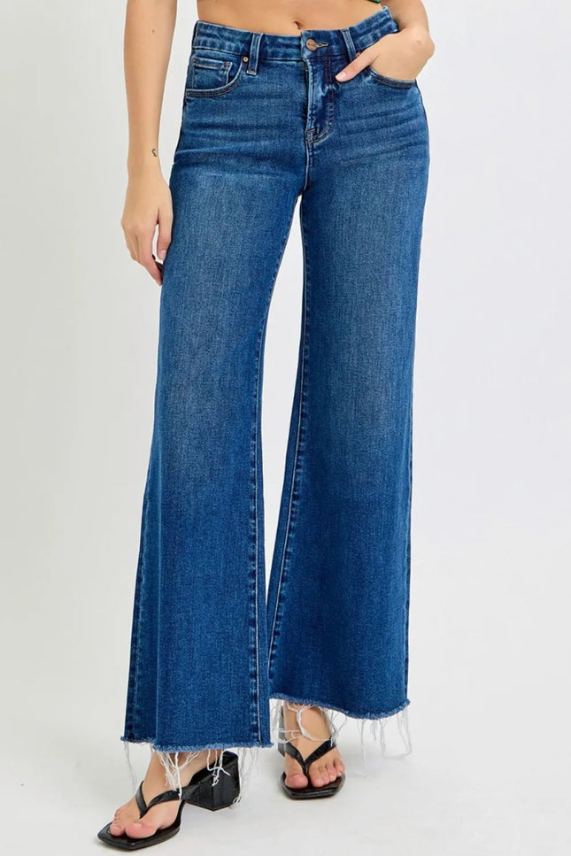 RISEN Tummy Control High Rise Wide Leg Jeans - THE AMERICAN BLUE