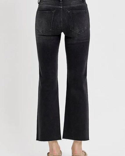 RISEN Tummy Control Mid Rise Crop Straight Jeans - THE AMERICAN BLUE