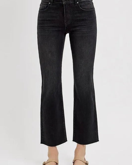 RISEN Tummy Control Mid Rise Crop Straight Jeans - THE AMERICAN BLUE