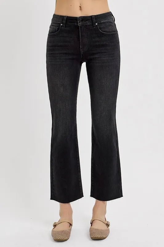RISEN Tummy Control Mid Rise Crop Straight Jeans - THE AMERICAN BLUE