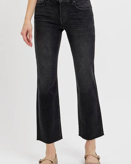 RISEN Tummy Control Mid Rise Crop Straight Jeans - THE AMERICAN BLUE
