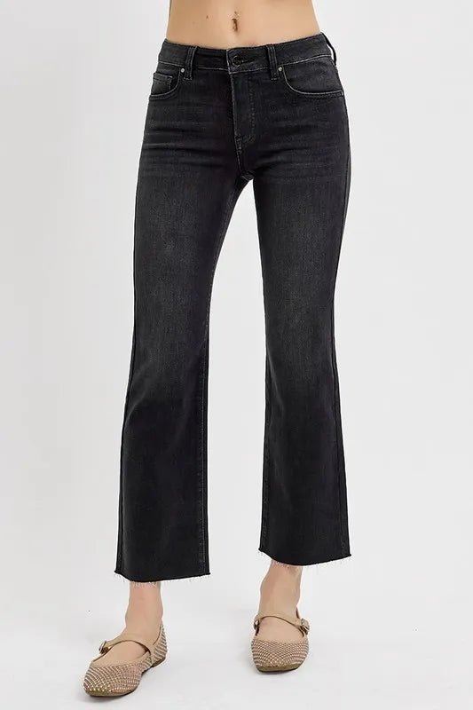 RISEN Tummy Control Mid Rise Crop Straight Jeans - THE AMERICAN BLUE