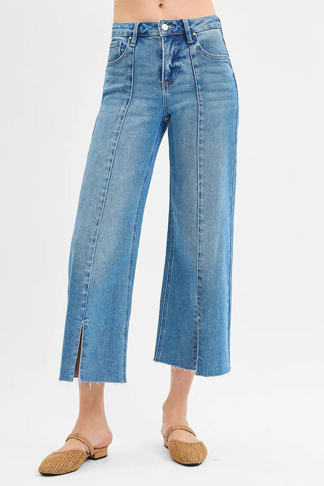 RISEN Mid Rise Crop Jeans with Tummy Control - THE AMERICAN BLUE