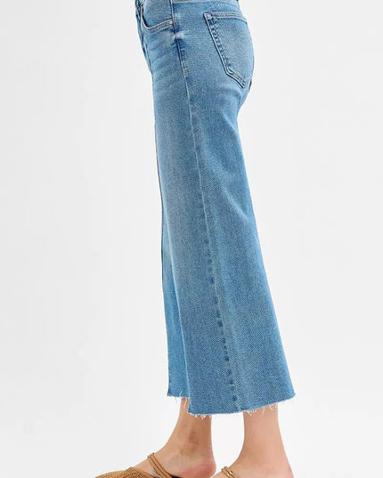RISEN Mid Rise Crop Jeans with Tummy Control - THE AMERICAN BLUE