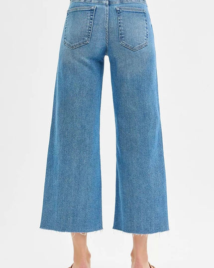 RISEN Mid Rise Crop Jeans with Tummy Control - THE AMERICAN BLUE