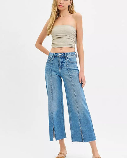 RISEN Mid Rise Crop Jeans with Tummy Control - THE AMERICAN BLUE