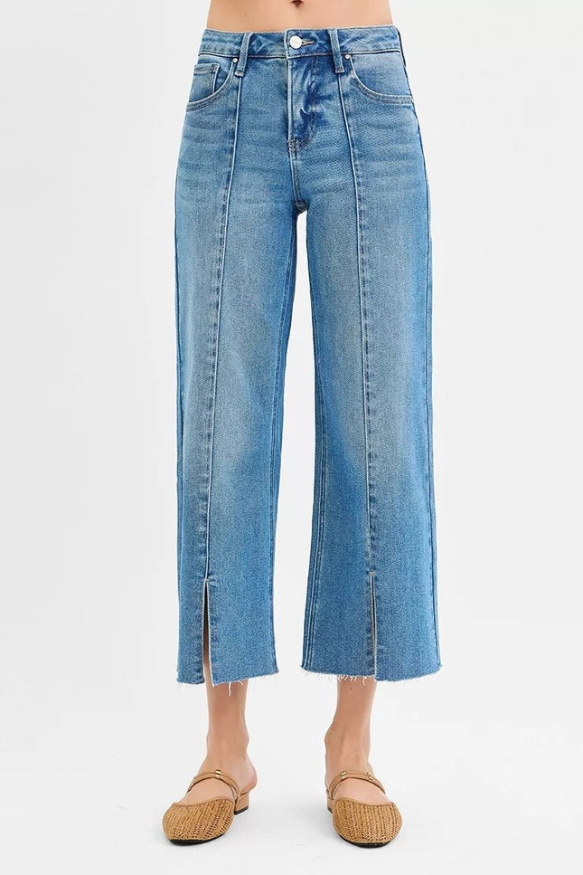 RISEN Mid Rise Crop Jeans with Tummy Control - THE AMERICAN BLUE