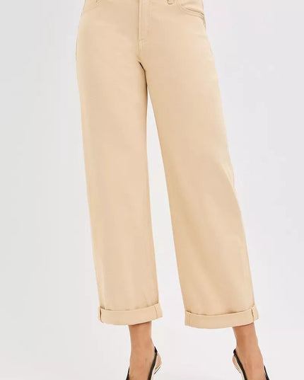 RISEN Tummy Control Relaxed Mid Rise Ankle Jeans - THE AMERICAN BLUE