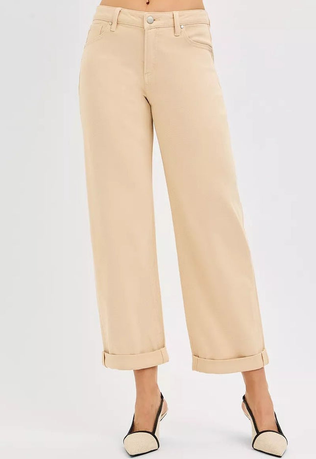 RISEN Tummy Control Relaxed Mid Rise Ankle Jeans - THE AMERICAN BLUE