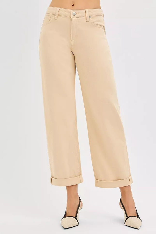 RISEN Tummy Control Relaxed Mid Rise Ankle Jeans - THE AMERICAN BLUE