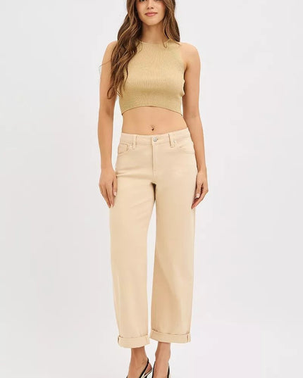 RISEN Tummy Control Relaxed Mid Rise Ankle Jeans - THE AMERICAN BLUE