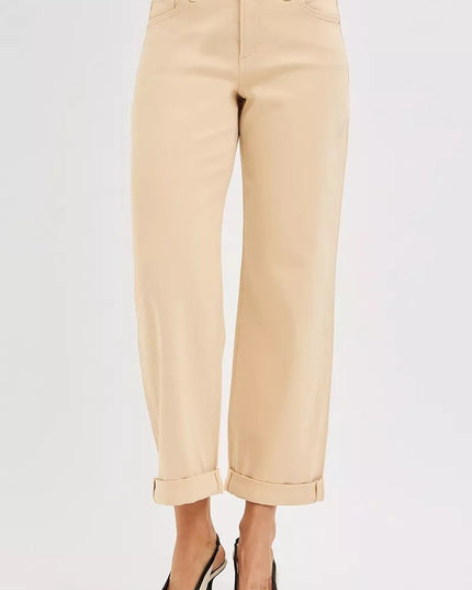 RISEN Tummy Control Relaxed Mid Rise Ankle Jeans - THE AMERICAN BLUE