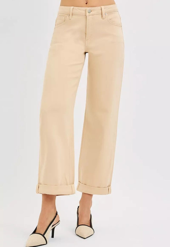 RISEN Tummy Control Relaxed Mid Rise Ankle Jeans - THE AMERICAN BLUE