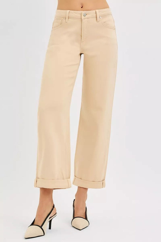 RISEN Tummy Control Relaxed Mid Rise Ankle Jeans - THE AMERICAN BLUE