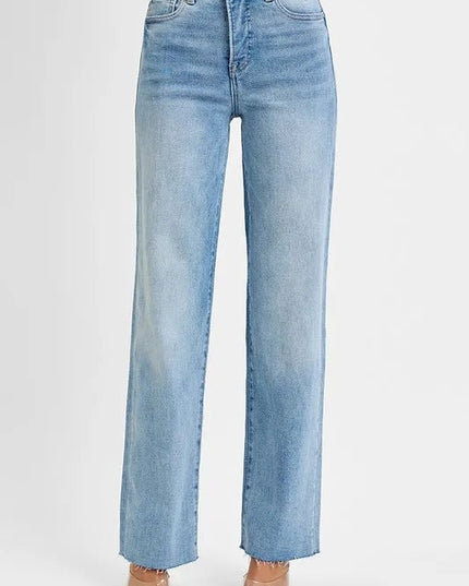RISEN Tummy Control Rise Straight Jeans - THE AMERICAN BLUE