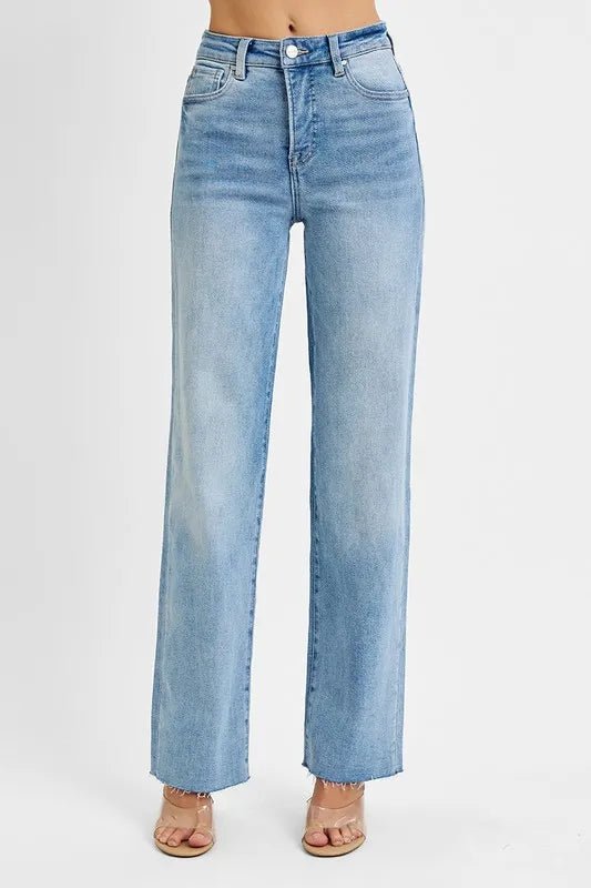 RISEN Tummy Control Rise Straight Jeans - THE AMERICAN BLUE