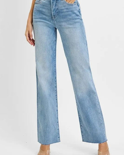 RISEN Tummy Control Rise Straight Jeans - THE AMERICAN BLUE