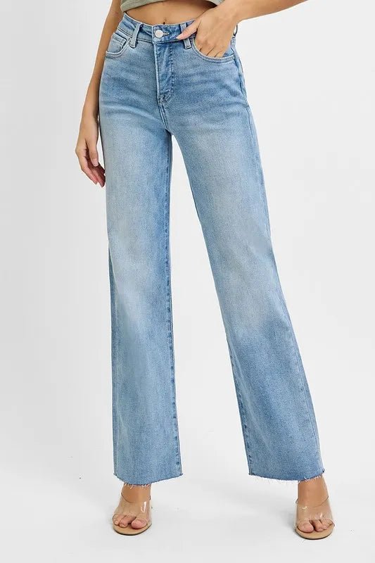 RISEN Tummy Control Rise Straight Jeans - THE AMERICAN BLUE